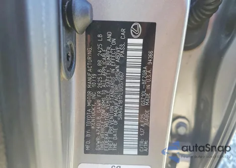 2020 Lexus Es 350 F Sport z USA, uszkodzony, nr VIN 58AGZ1B17LU057667